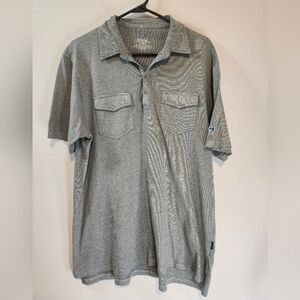 Kuhl Mens Gray Stripe Polo With Double Pocket And Cotton Blend Size Large